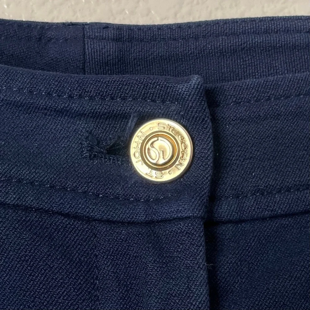 St John Sport Pants Womens Size 8 Navy Blue Straight Leg Quiet Luxury Minimalist